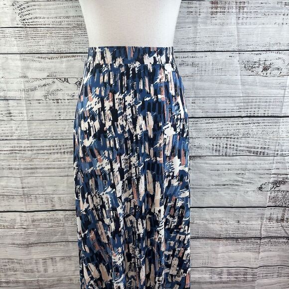 Jones Studio Skirt size Extra Small Long Blue Coral Slinky Stretch A Line Modest - Picture 3 of 11